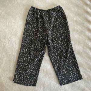 Vintage Ditzy floral printed cropped wide leg pants
